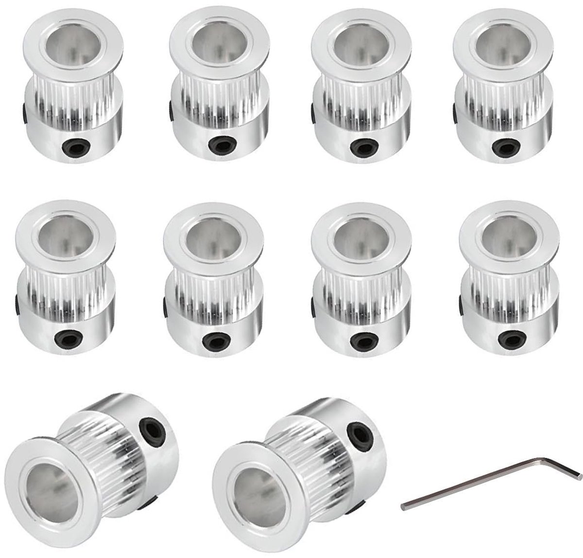 Poelie,GT2 Katrol 20 Tanden 8mm Boring,Breedte 10mm,20 Teeth 8mm Bore GT2 Pulley Riemschijf voor 9mm/10mm Breedte GT2 Tandriem Distributieriemen 3D-Printer.(10 stuks)