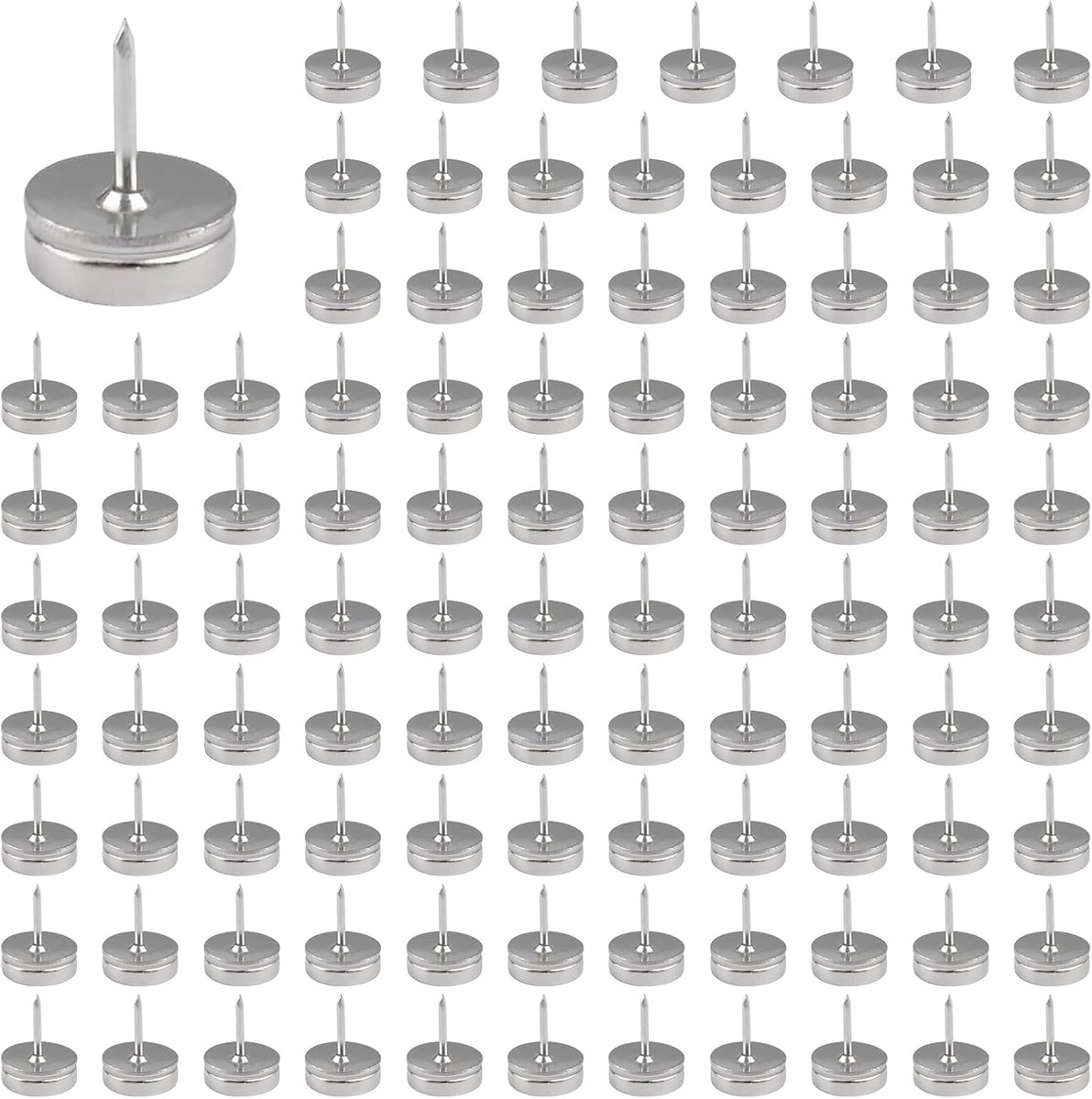 100 Sets Magnetische Duimtacks Magneet Tacks Duimpennen Poster en Foto Hangers Magnetische Duimtacks voor Kurkboard Metalen Decoratieve Duimtacks Clip voor Kaart Afbeelding (Zilver)
