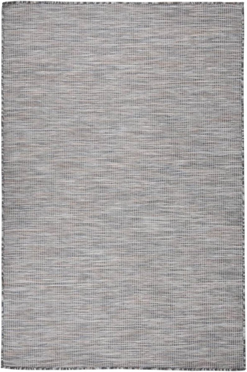 Outdoor tapijt, balkon tapijt, waterdicht outdoor, UV-bestendig, plat weefsel, 120 x 170 cm, bruin en zwart
