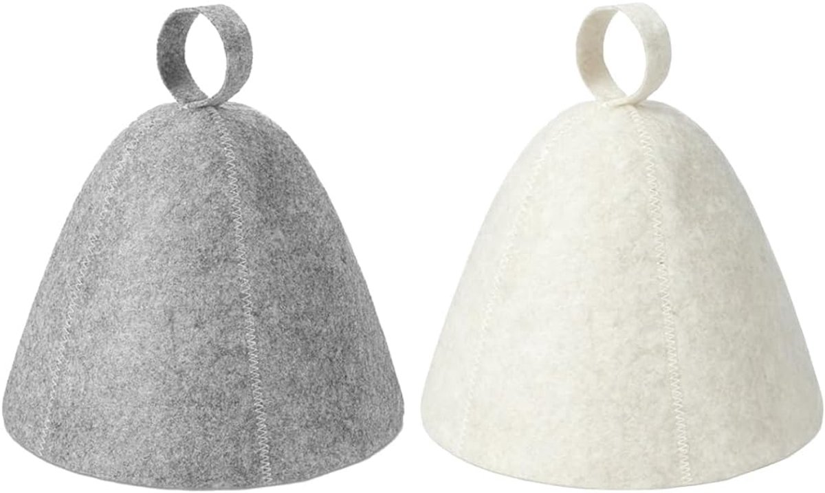 2 stuks saunahuts van vilt, ideaal voor dames en heren, goede kwaliteit, saunahuts voor saunaliefhebbers, wellness-ervaring (wit grijs)