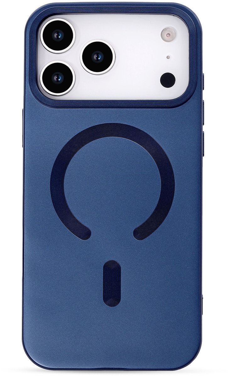 Casemania Hoesje Geschikt voor Apple iPhone 18 Pro - Donker Blauw - Matte Siliconen Back Cover - Geschikt voor MagSafe