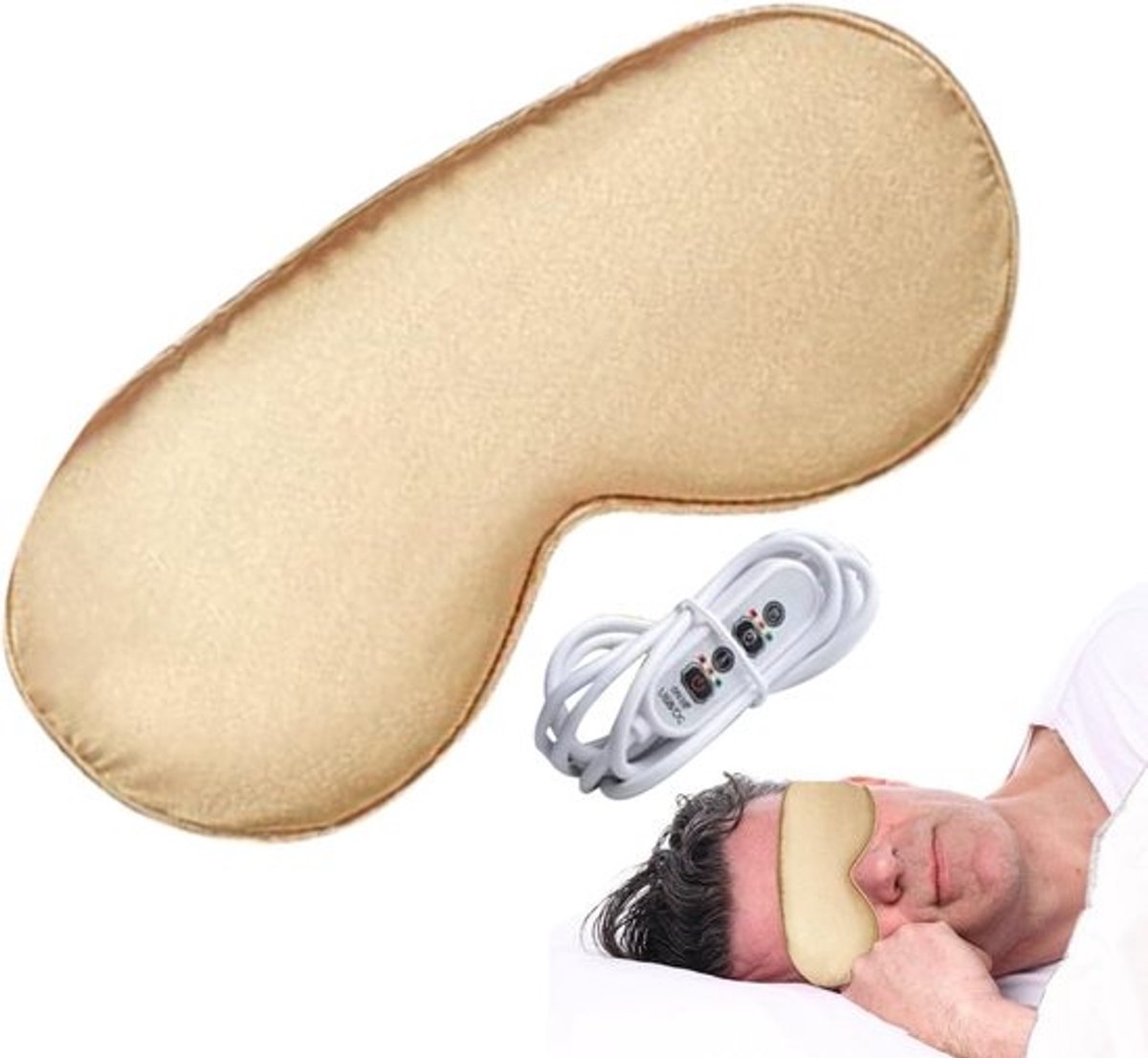 Verwarmend Oogmasker - Warmtekompres Masker - Oogontspanning - Drie Warmtestanden - 20 x 10 cm - Zwart