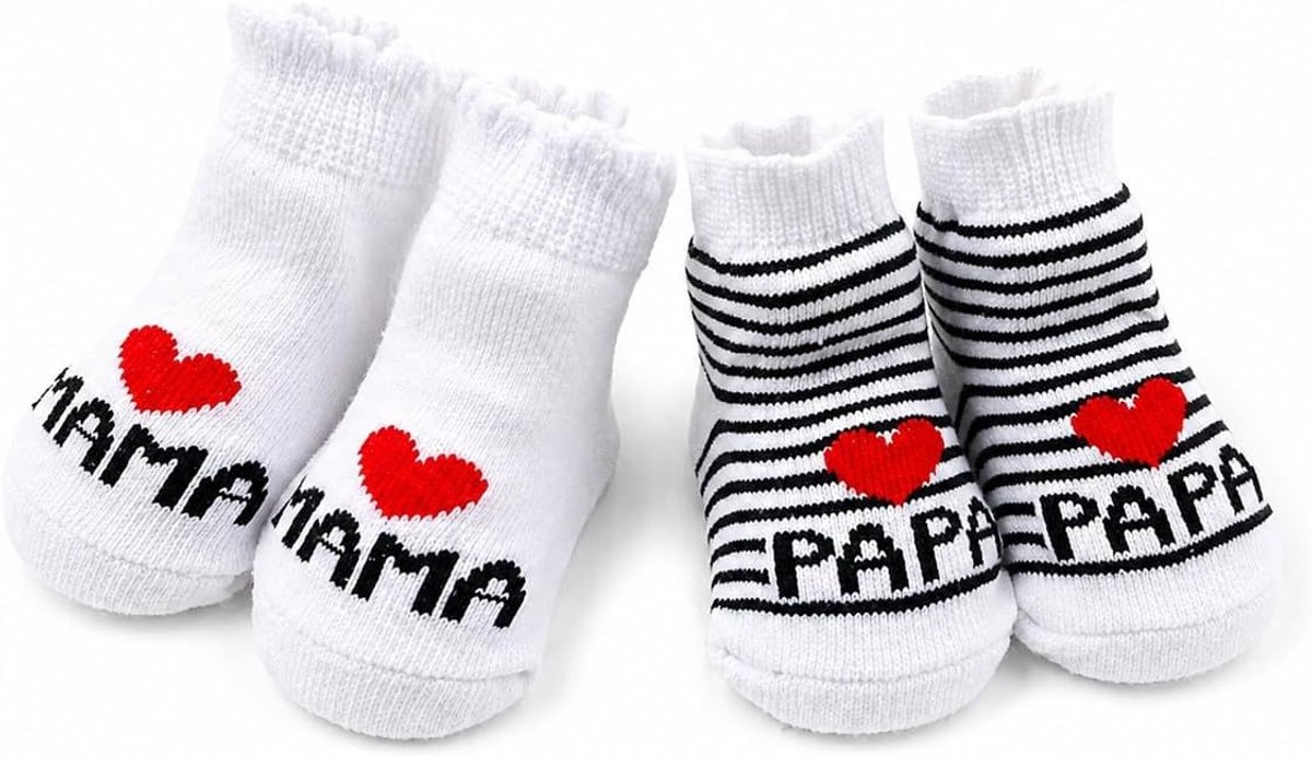Sokken I Love Mama + I Love PaPa pasgeboren baby jongens meisjes sokken - 2 paar