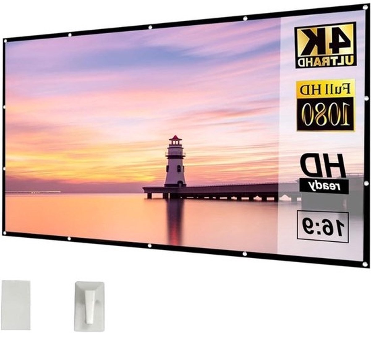 Projectiescherm - Draagbaar scherm - Films Kijken - Reflecterende stof - 30 inch - Wit