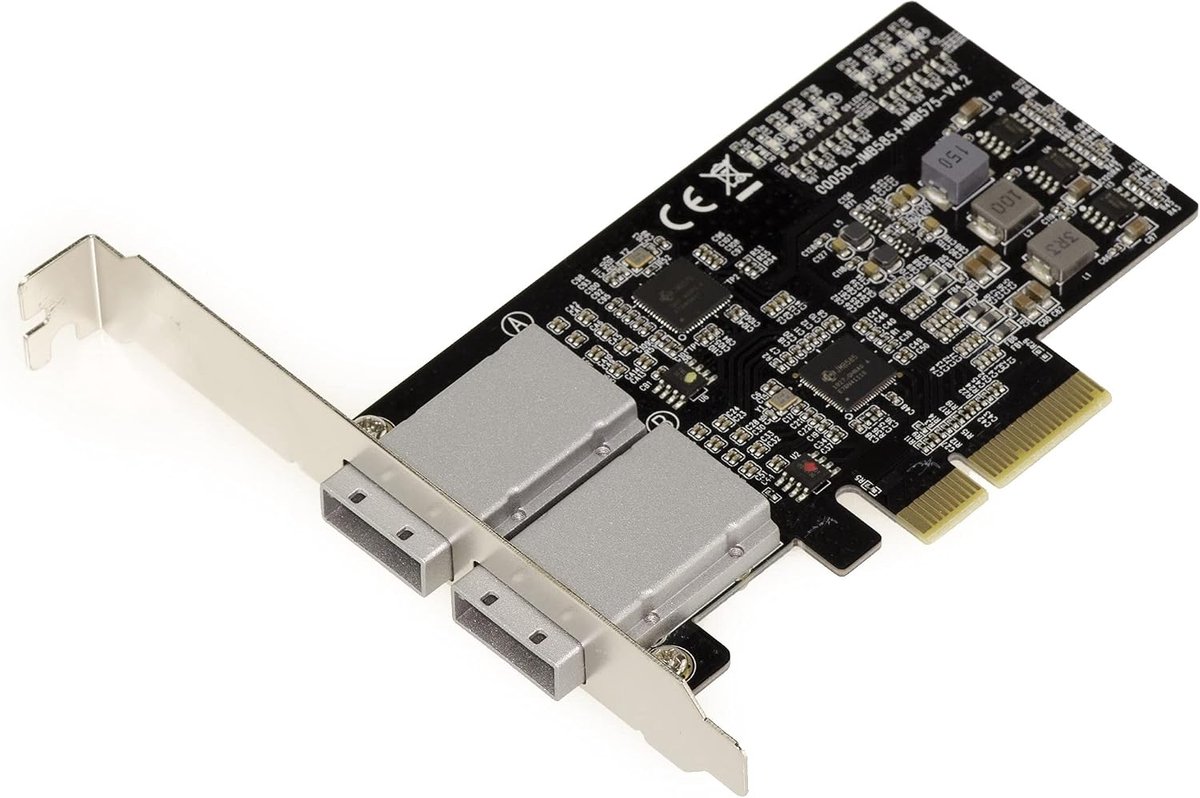 PCIe 2.0 4X SAS + SATA - 6GB 8-poorts EXTERNE SFF8088-controllerkaart met JMB575 JMB585-chipset
