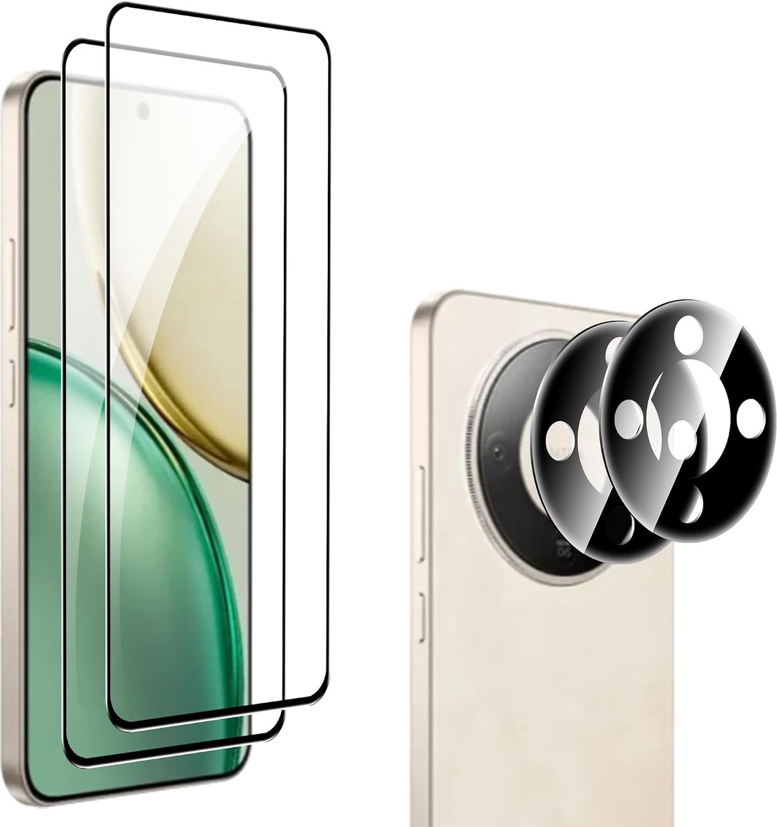 2 stuks displaybescherming van gehard glas voor Honor Magic 8 Lite, [2 + 2] delen van gehard glas met cameralensbescherming, luchtbelvrij, hardheidsgraad 9H, gehard glas, krassen