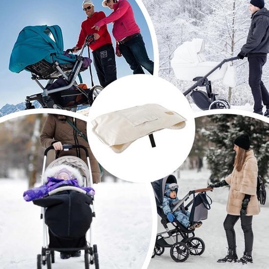 Kinderwagen Handwarmers - Moffen Wanten - Wandelen Buiten - Waterdicht Winddicht - 52 x 30 cm - Wit — afbeelding 3
