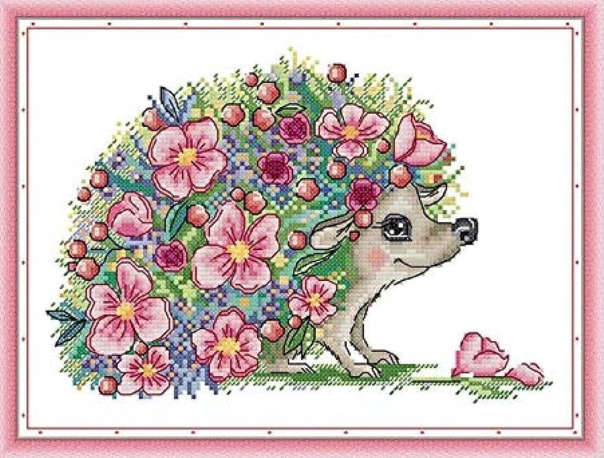 kruissteeksets voor volwassenen beginners, bloemenegel, 11CT volledige reeks afbeeldingen gestempeld kruissteek kunst en ambachten thuis muurdecoratie cadeau voor verjaardag 40x50 cm
