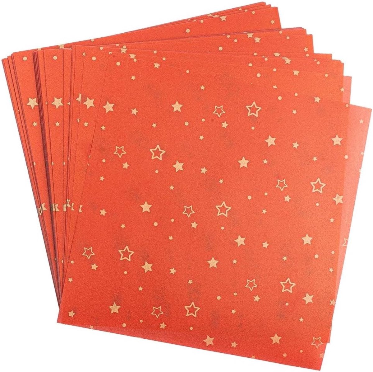 mit Herz Transparant papier, 100 vellen, premium kwaliteit, 110 g/m², bedrukt, ideaal vouwpapier om sterren te knutselen, transparant knutselpapier (sterren, rood en goud, 15 x 15 cm)