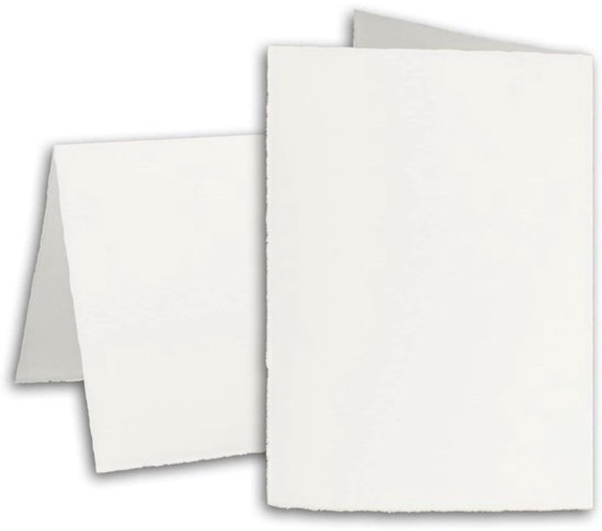 Dubbele vouwkaarten - Papier kaarten - Persoonlijke berichten - Echte handgeschepte rand - 10 stuks - Natuurlijk wit