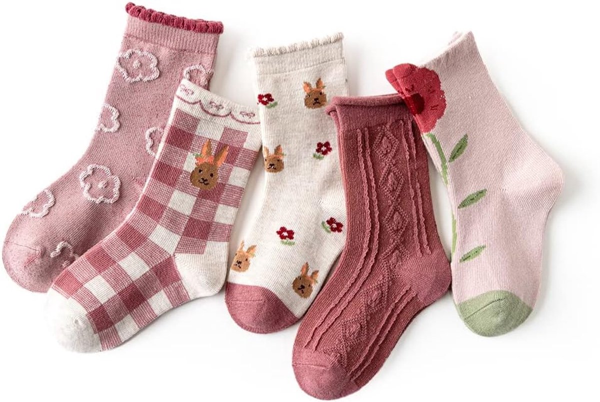 Axy Kleurrijke kousen voor meisjes, 5 stuks (5 stuks)
