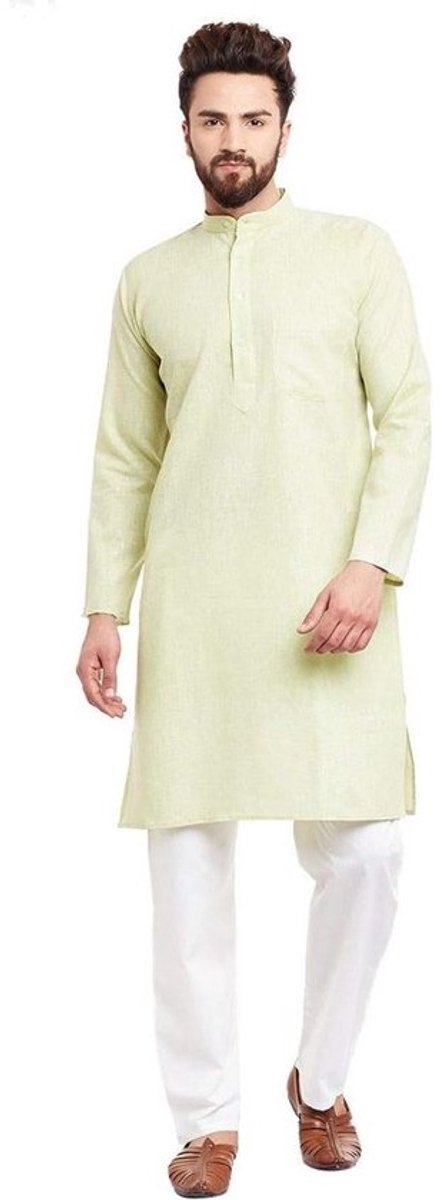 Heren Kurta Pyjama Set Katoen Linnen Etnische Kleding