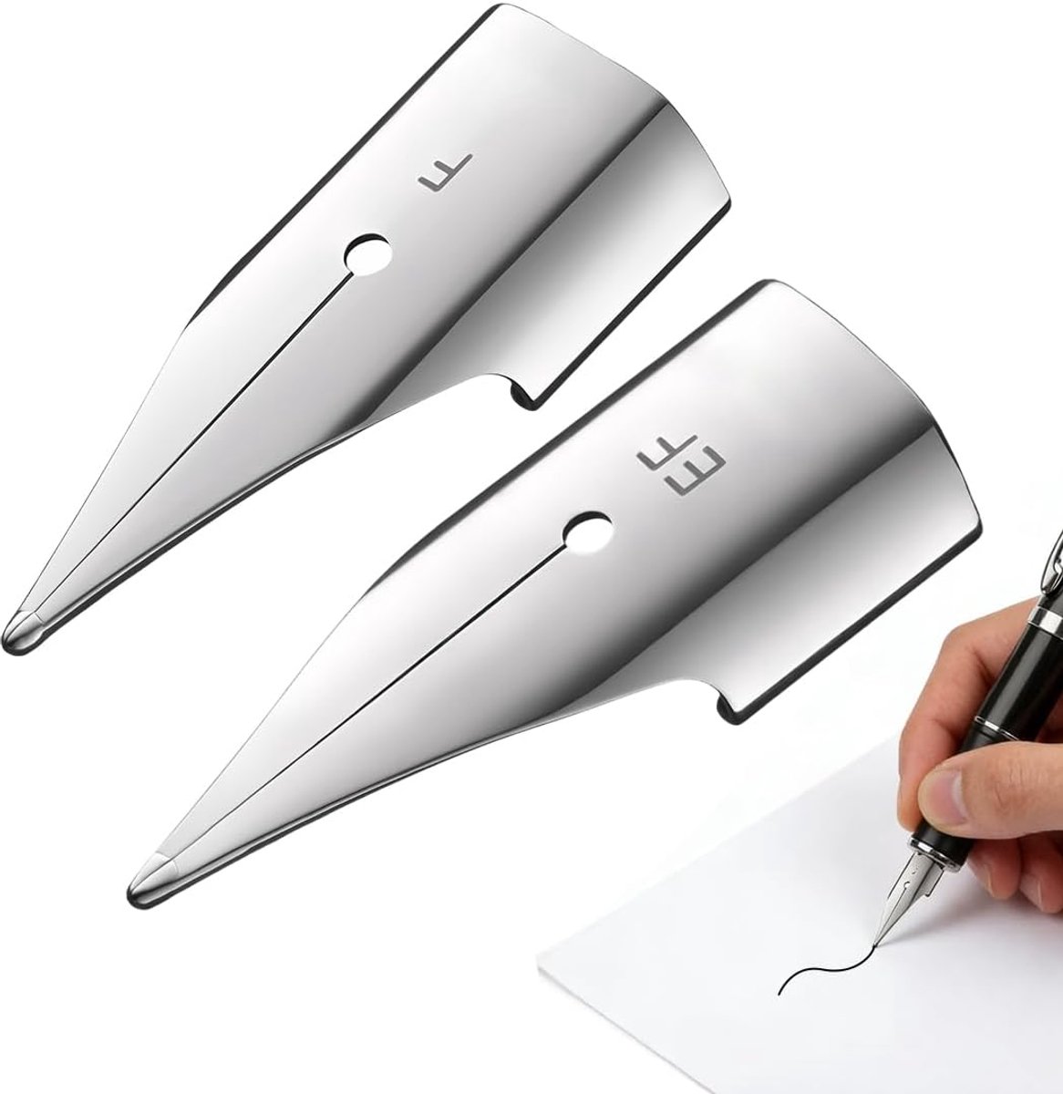 2 Pezzi Pennaf Penna Di Ricambio Per Penna Stilografica In Iridio Per La Maggior Parte Delle Penne Stilografiche Argento