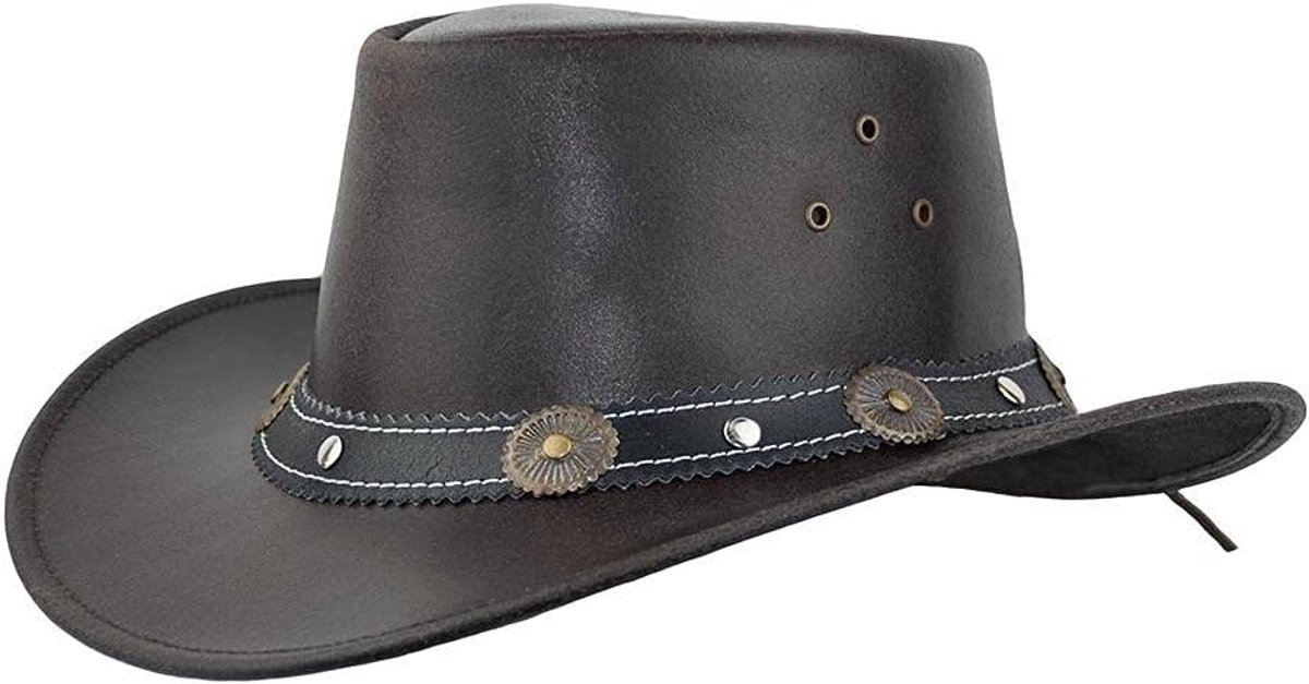 Jungle Reedley leren hoed - klassieke westernhoed, cowboyhoed bruin maat S-XXL