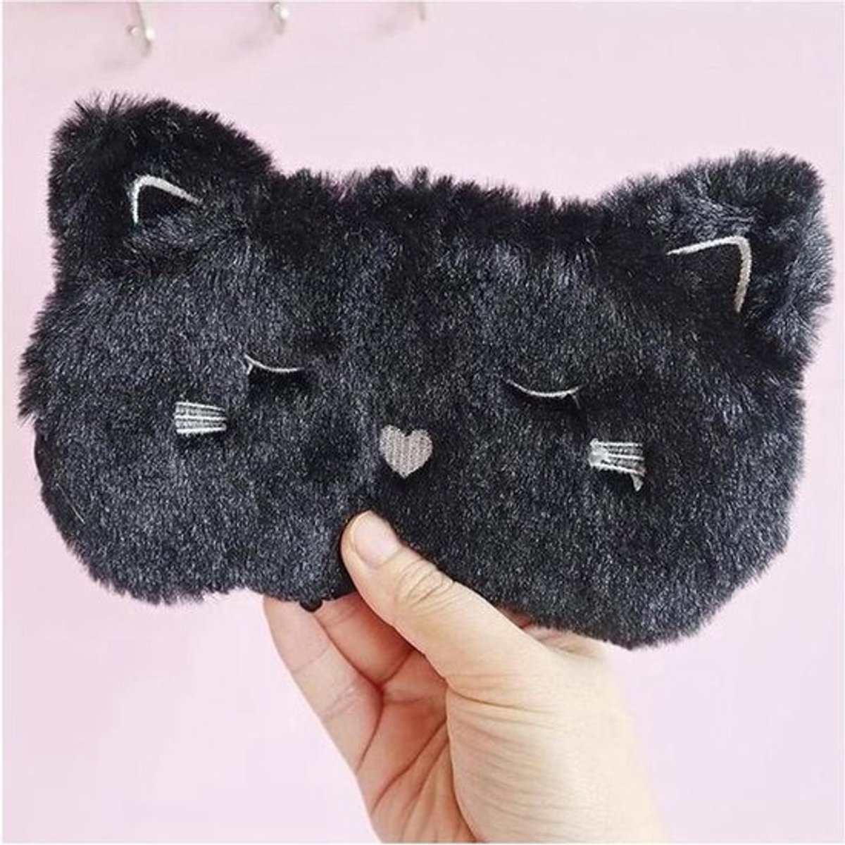 Slaapmasker - Oogmasker dutje - Rustgevend slapen - Zachte pluche stof - 20 x 9.5cm - Zwart