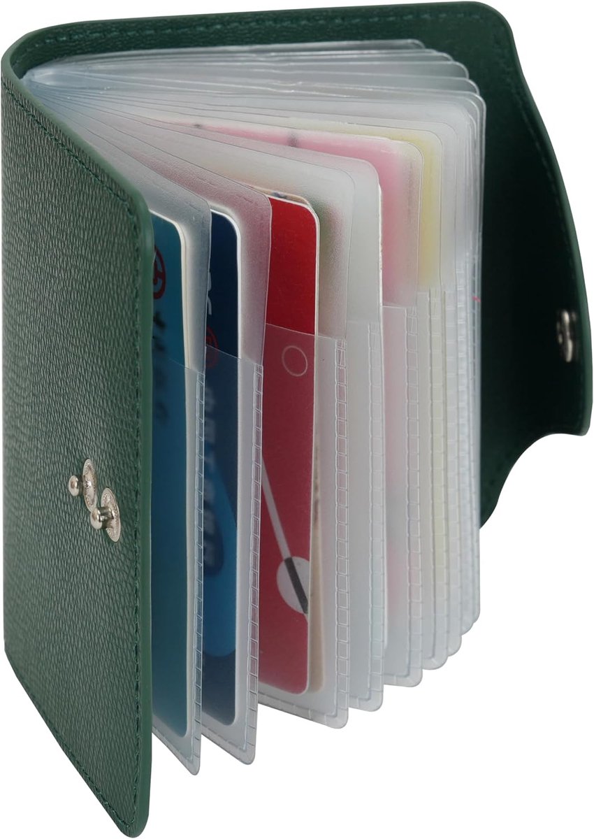 Creditcardhouder voor dames en heren, kaartenetui - 40 kaarten, donkergroen, Eén maat