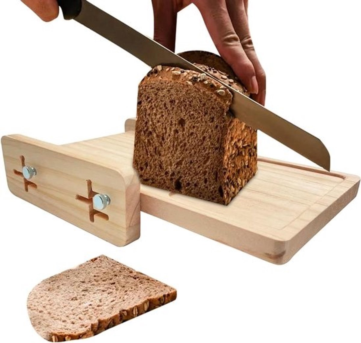 Broodsnijmachine - Broodsnijder - Gelijkmatig Brood Snijden - Verstelbare Snijsleuf - 27x18x6 cm - Houtkleur