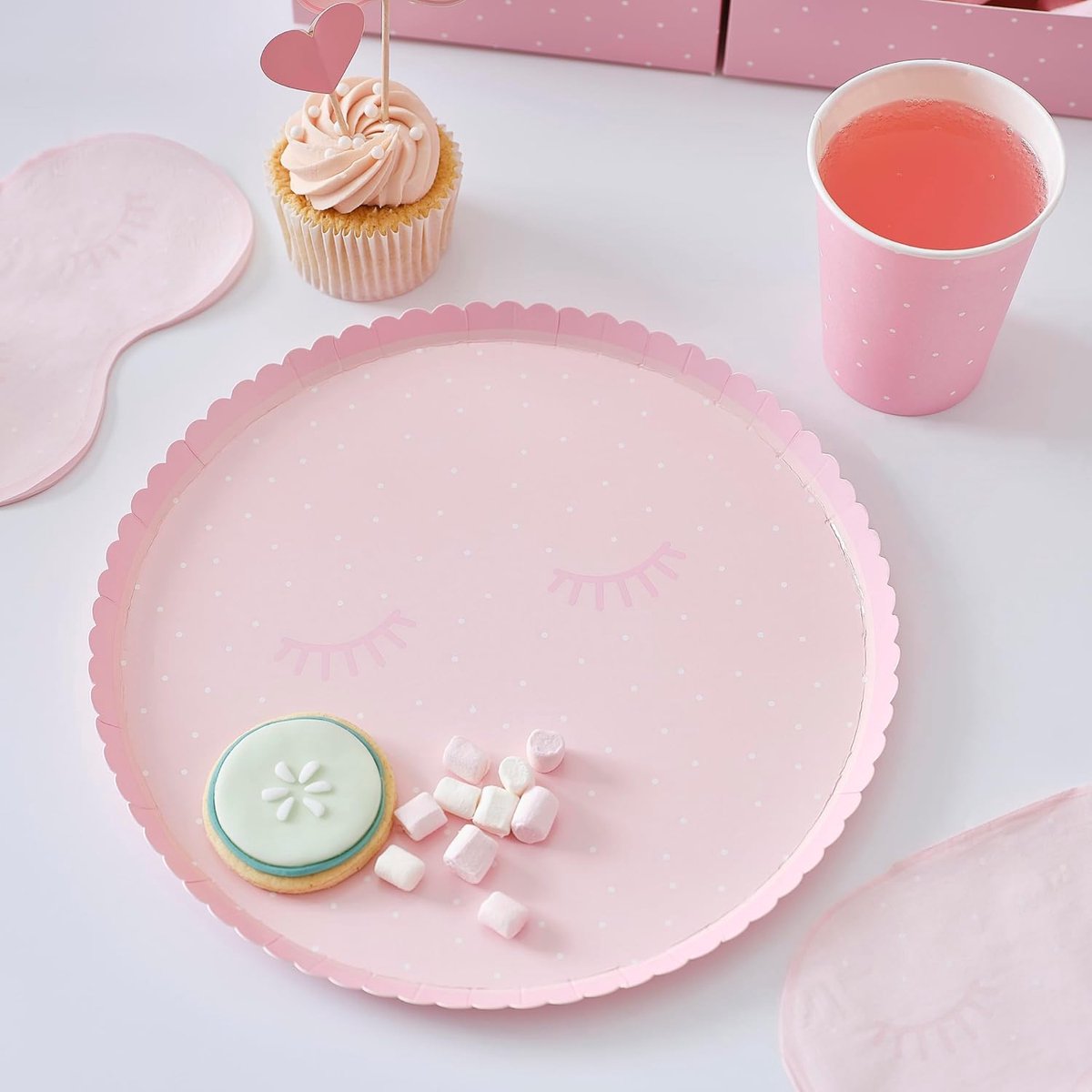 Ray Roze Polka Dot Verwennen Ogen Papieren Borden Verjaardagsfeest Servies 8 Pack, 25cm x 25cm