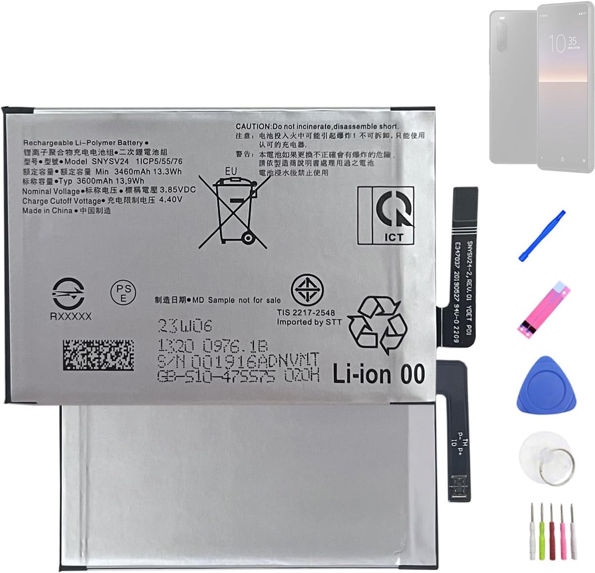 Batterij SNYSV24 compatibel met Sony Xperia 10 II XQ-AU51 XQ-AU52 Mobile with Tools