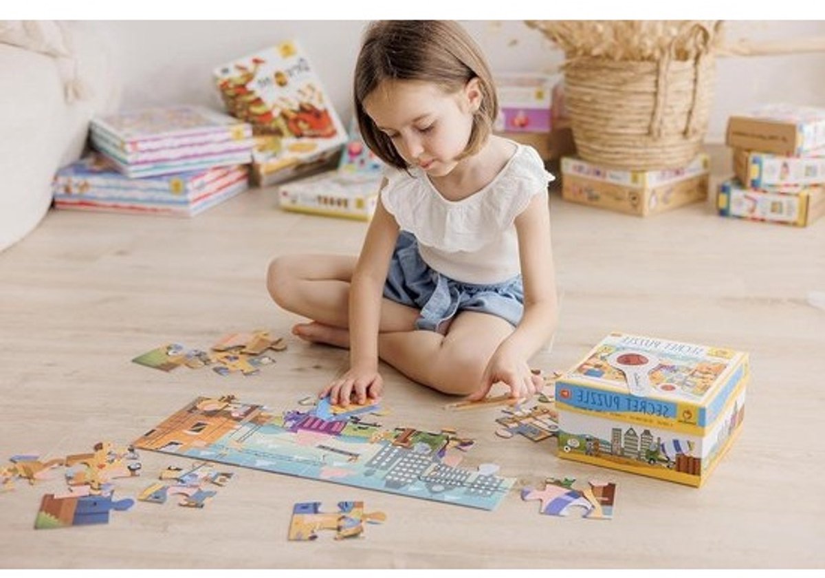 Geheime Puzzel - Kinderpuzzel Educatief - Spelenderwijs Leren - Twee Spelletjes - 50 x 35 cm - Multicolor