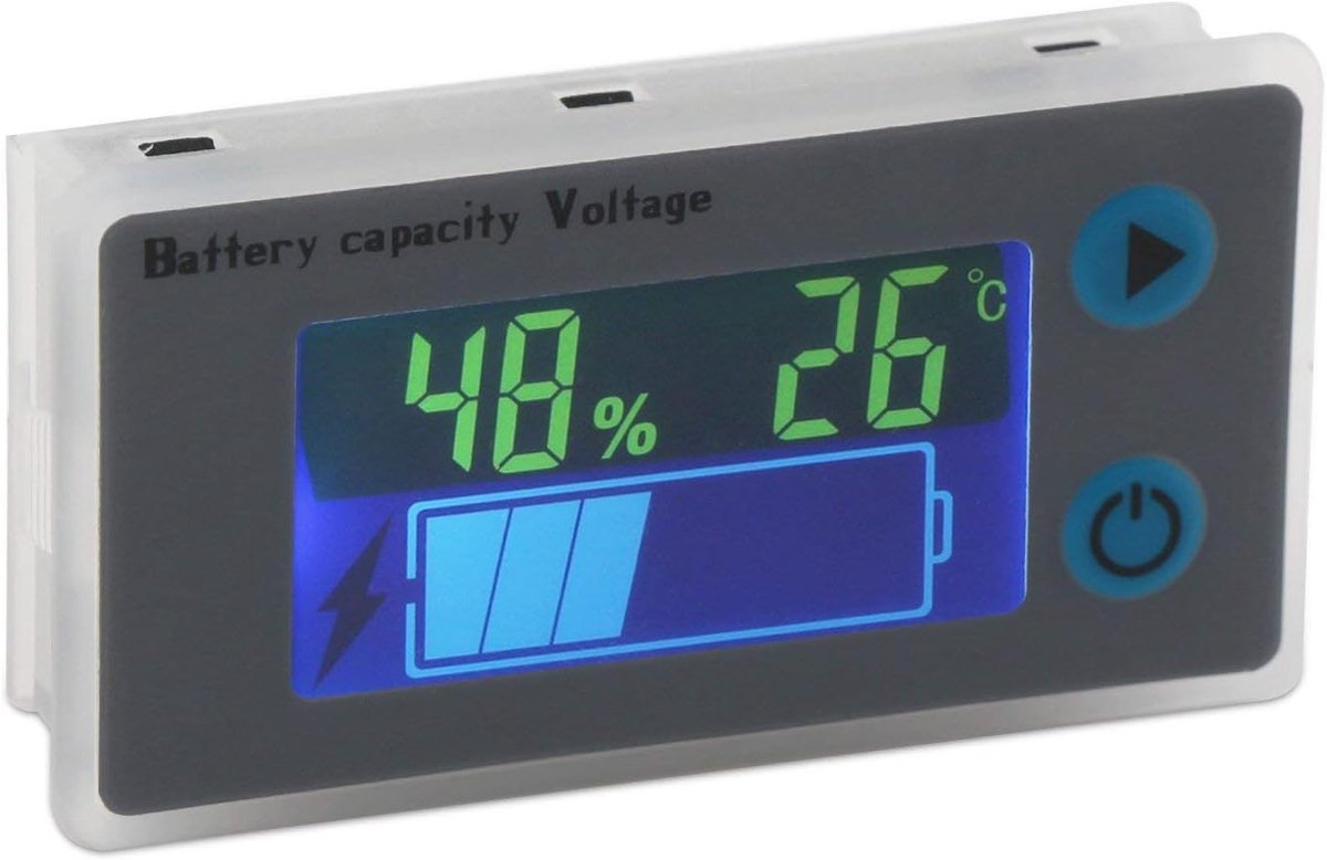 Batterijcapaciteitsmonitor 10-100V Programmeerbaar batterijniveau Spanning Temperatuurmeter Meter 12V 24V 36V 48V LCD-scherm Percentage-indicatortester Elektrische hoeveelheidsdetector
