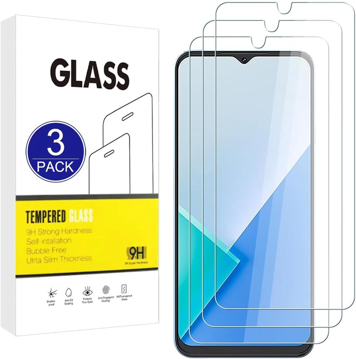 Schermbeschermer Compatibel met Wiko T60, 3 Pack [9H Hardheid,Hoge Gevoeligheid,Breukvast] 2.5D High Definition Gehard Glasfolie voor Wiko T60