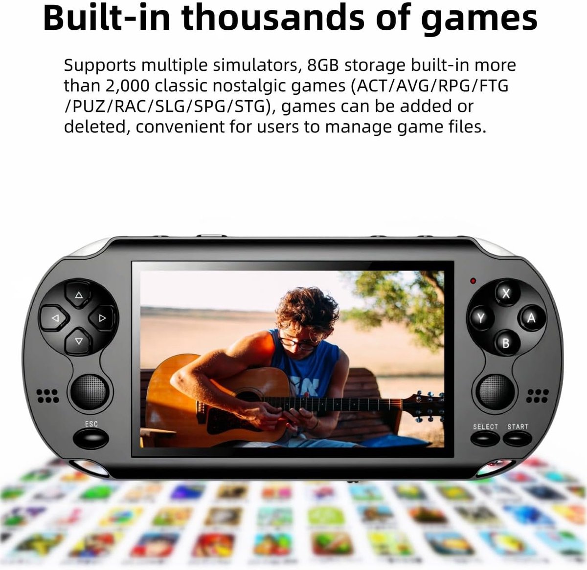 4,3 inch dual-joystick videospelconsole, 2000, geïntegreerde games, meerdere simulatoren, ondersteunt MP4/TV Out draagbare retro gameconsole voor onderweg elektronisch speelgoed — cadeau in Games, Films & Muziek - foto 4