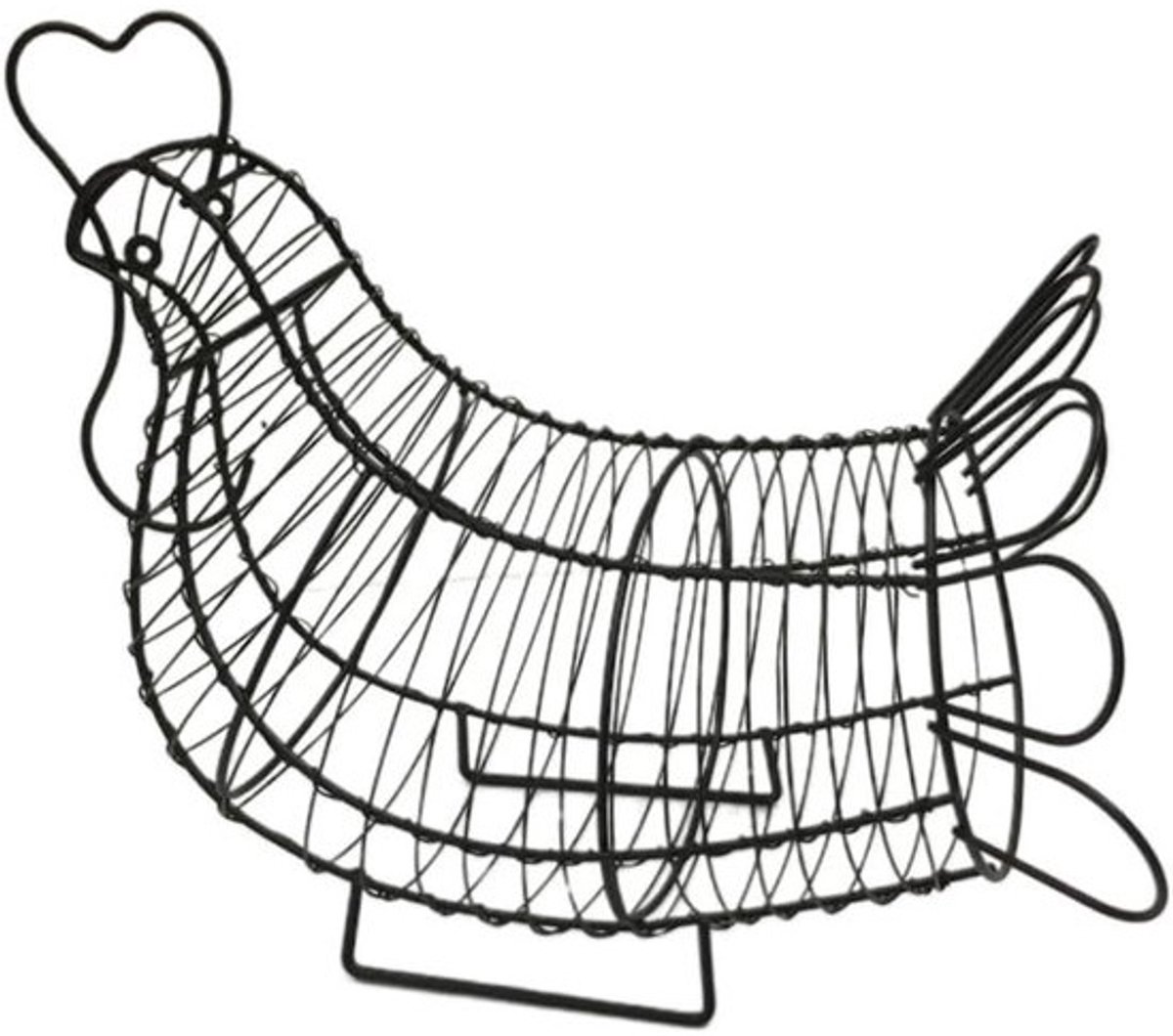 Eierhouder Mand - Eierrek Keuken - Eieren Bewaren - Kippenvorm Design - 31 x 15 x 25 cm - Zwart