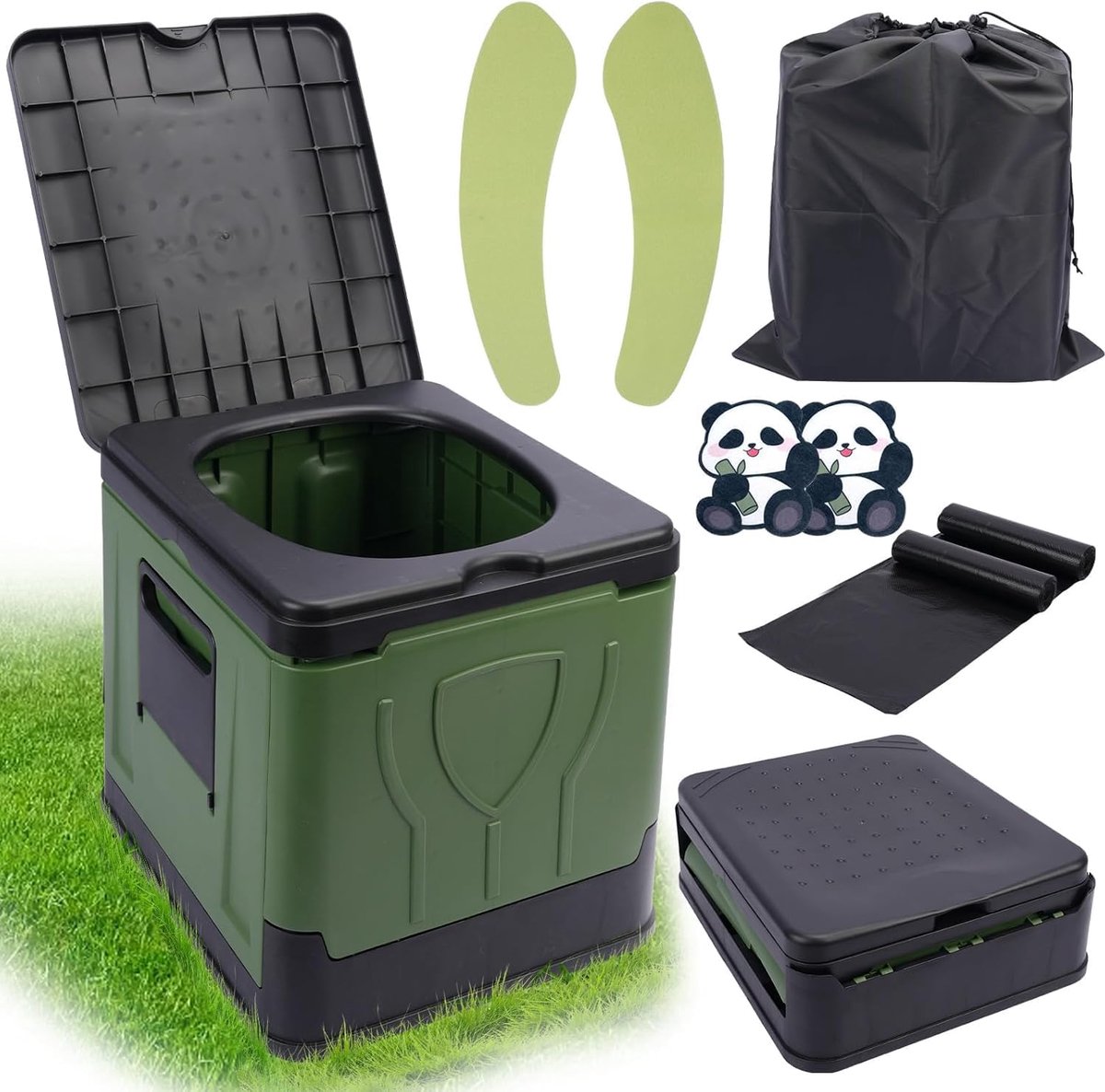 Campingtoilet,Openlucht Campingtoilet,Draagbaar Mobiel Toilet WC,Kampeertoilet Opvouwbaar Max 150 kg,Draagbare toiletten voor kamperen in de buitenlucht, festivals,files en tenten