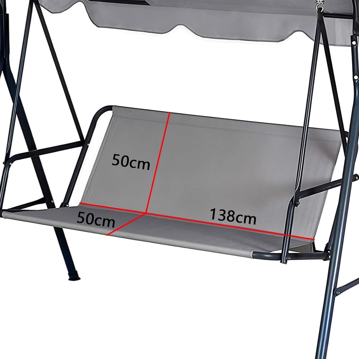 Schommelbank kussen reserveonderdelen tuinschommel vervangingskussen tuinstoel zitkussen 900D Oxford-weefsel waterdicht scheurvast voor 2 en 3-zits schommelstoelhoes (grijs, 138 x 50 x 50 cm)