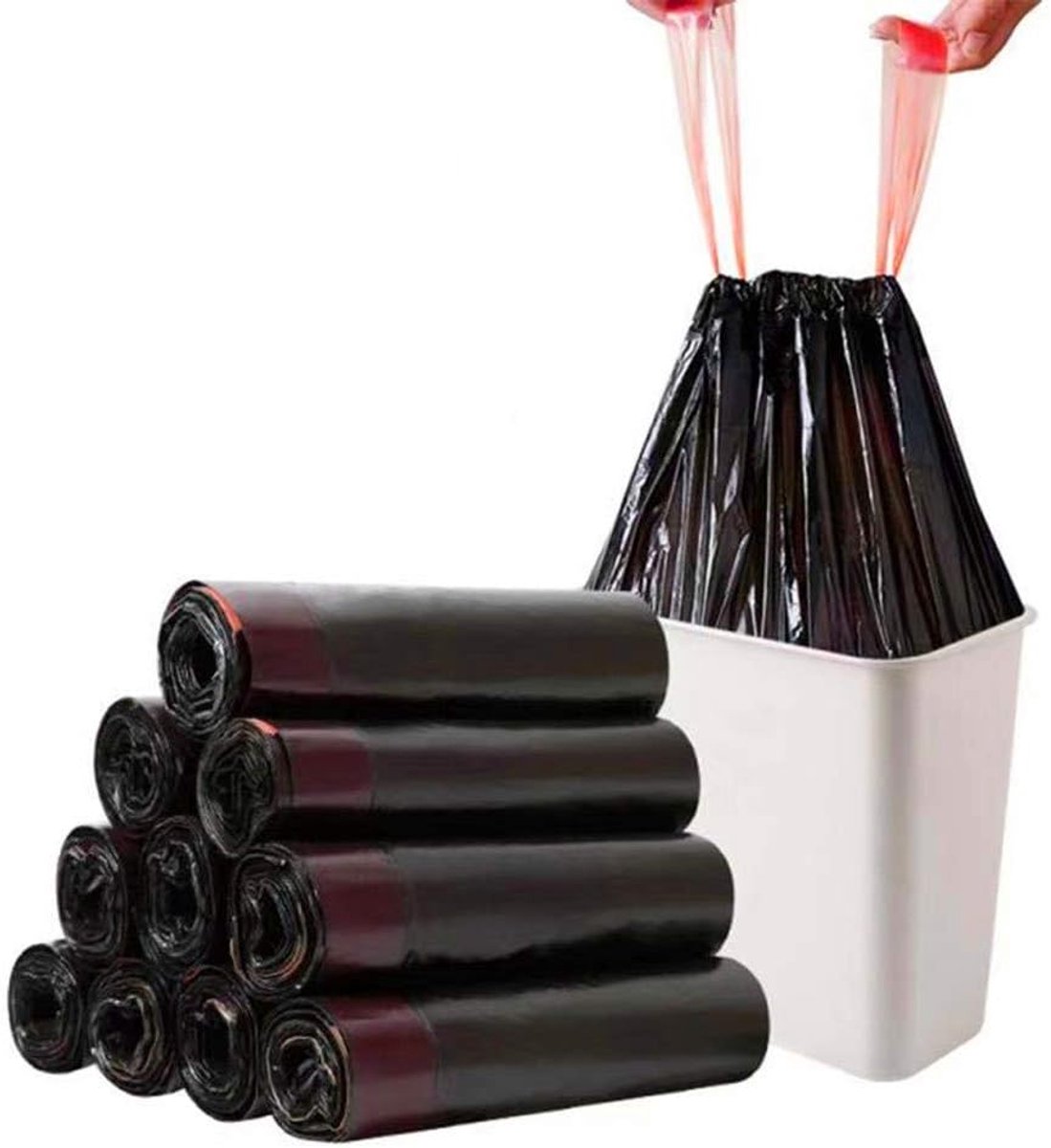 Drawstring Bin Linerwith Drawstring 20 L (zwart, 10 x 12 zakken)