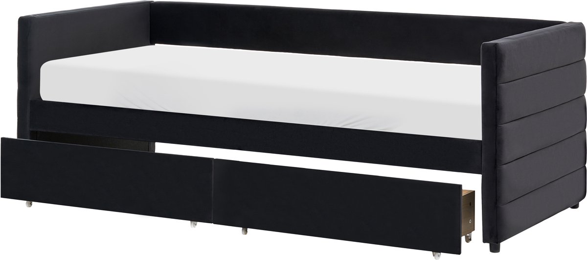 MARRAY - Bedbank met opbergruimte - Zwart - 90 x 200 cm - Fluweel