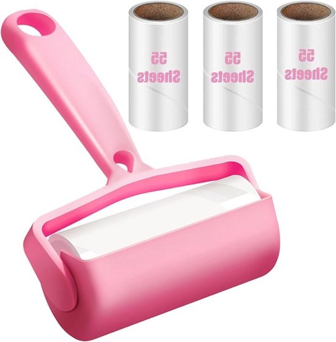 Pluisroller Set - Haarverwijderaar - Huis Dieren Zichtbaar Schoon - Extra Kleefkracht - 220 Vellen - Roze