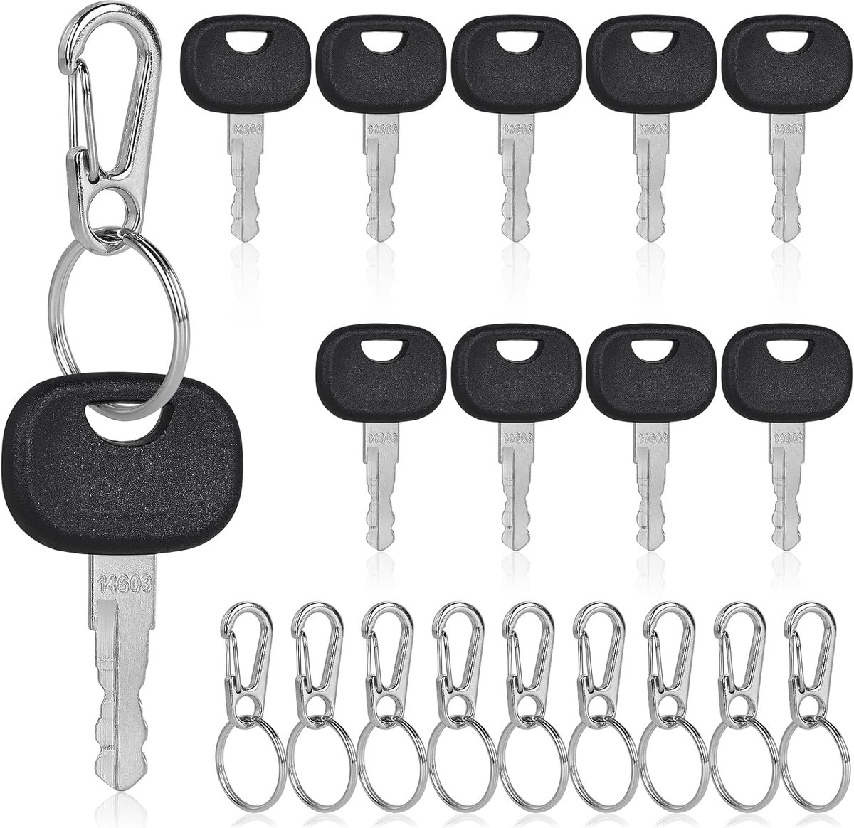 Dailygoods- Ontstekingssleutels Set van 10 - Reserve Sleutels - Noodcontactsleutels - Reservestartsleutels - Sleutelhangers - Lichtgewicht Ontwerp