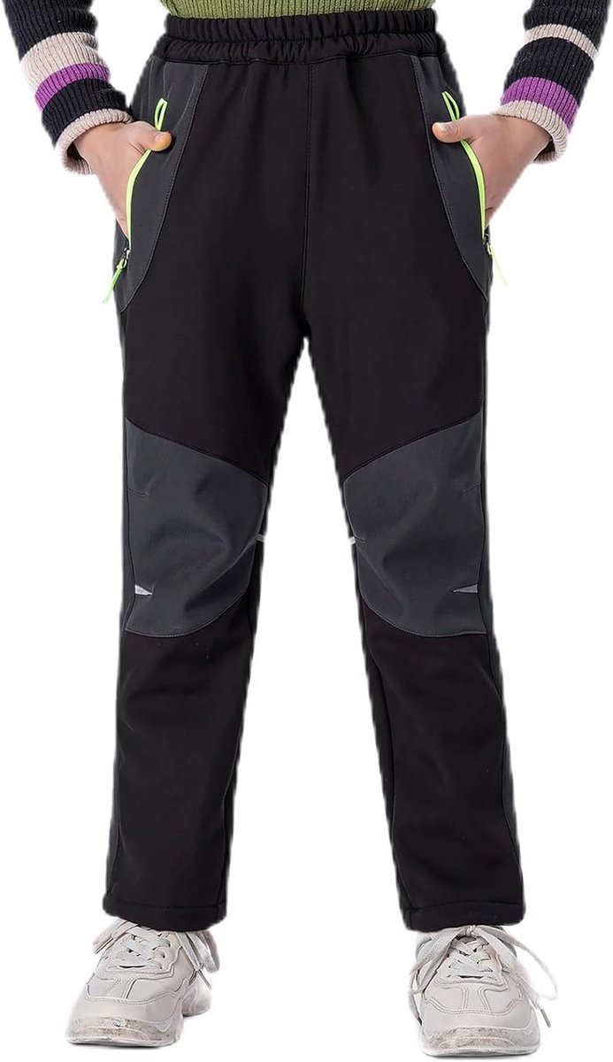 Outdoorbroek voor jongens, met fleece gevoerde winterbroek, warme wandelbroek, winterwandelbroek, skibroek