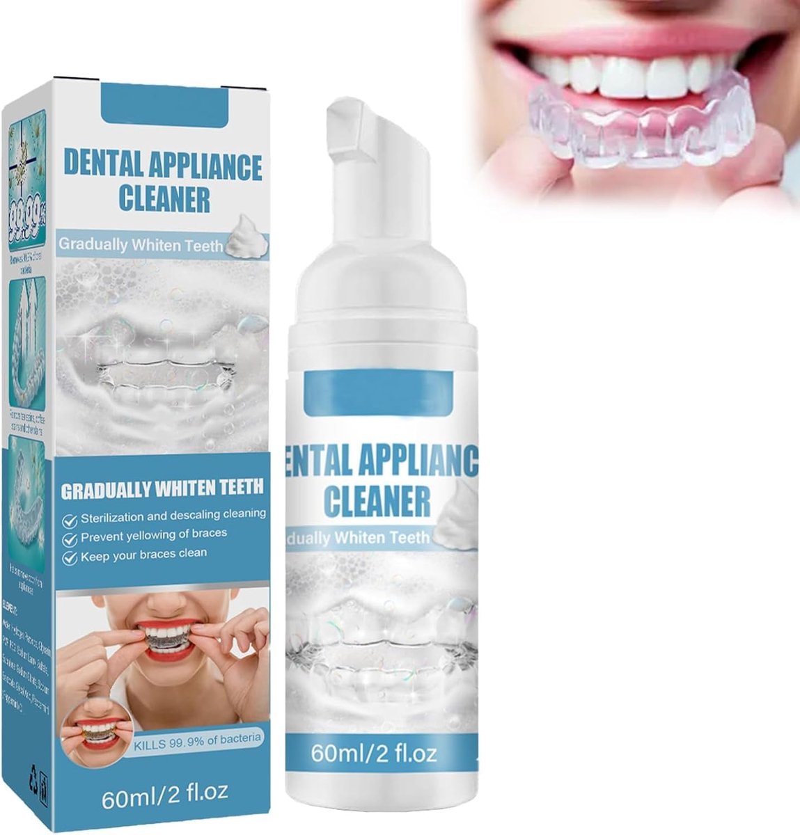 Dailygoods- Tandheelkundige Reiniger 2 Stuks - Vlekverwijderaar - Geurverwijdering - Voor Tandprothesen/Beugels - Orale Verfrisser - 60 ml