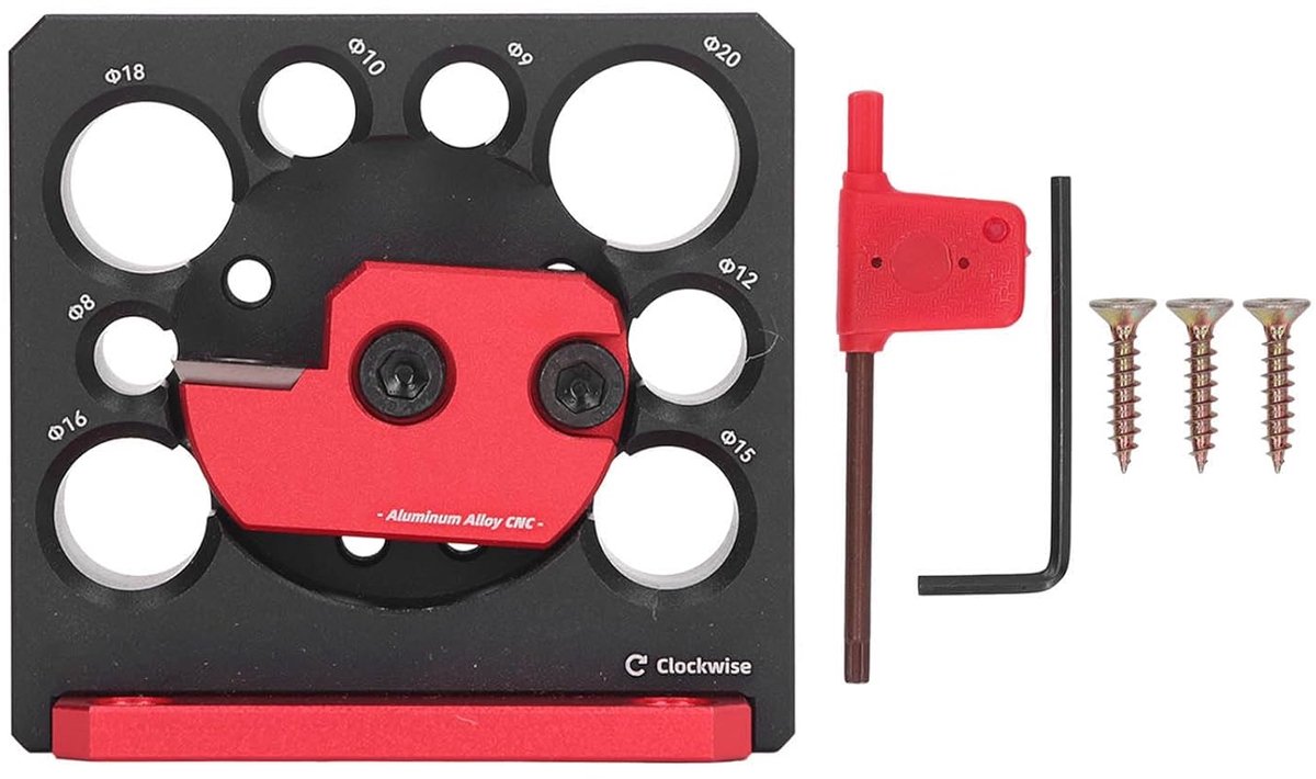 Dailygoods- Deuvelmaker Verstelbaar - Hulpgereedschap Aluminium - Ronde Staaf - Snijervaring Hardmetaal - Blok Messen 4x Draaiend - Houtbewerkingsmal