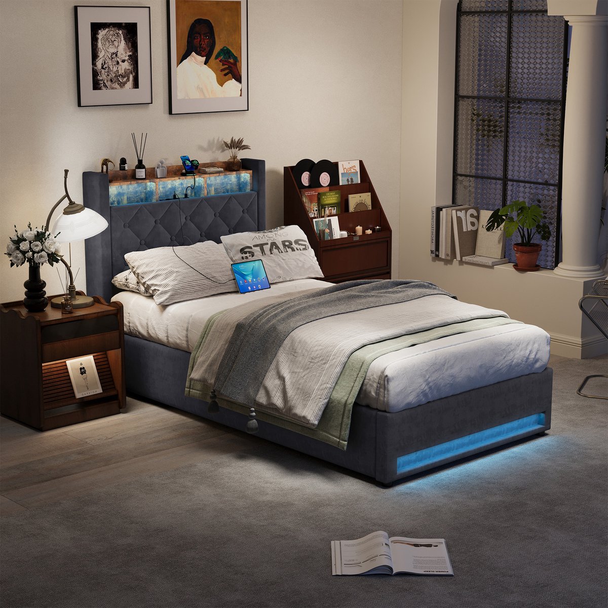 MEUNIQ bed voor de slaapkamer grijs