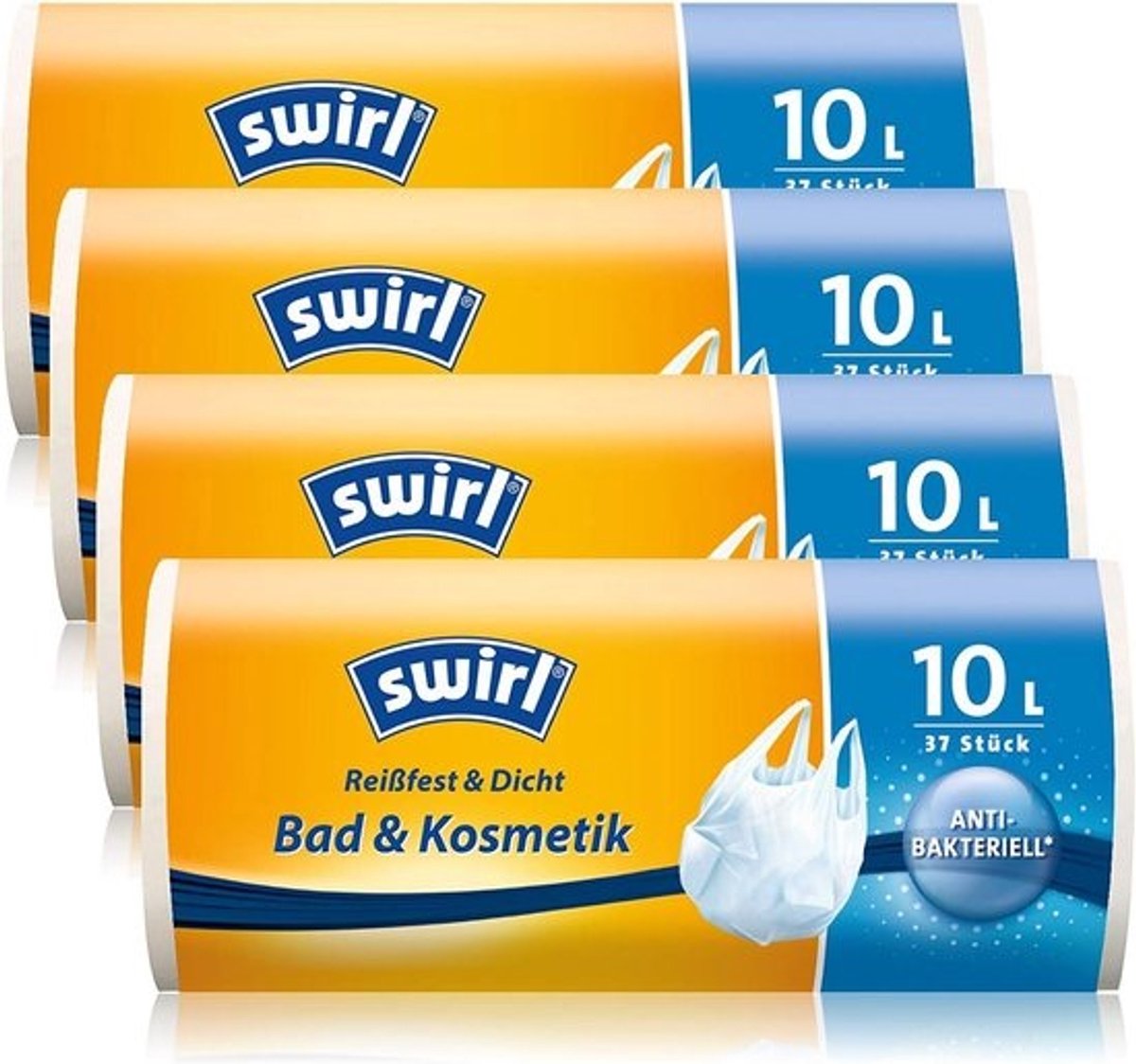 Vuilniszakken 35 Liter met Trekband, Antibacterieel, 4 Rollen (60 Stuks), Wit