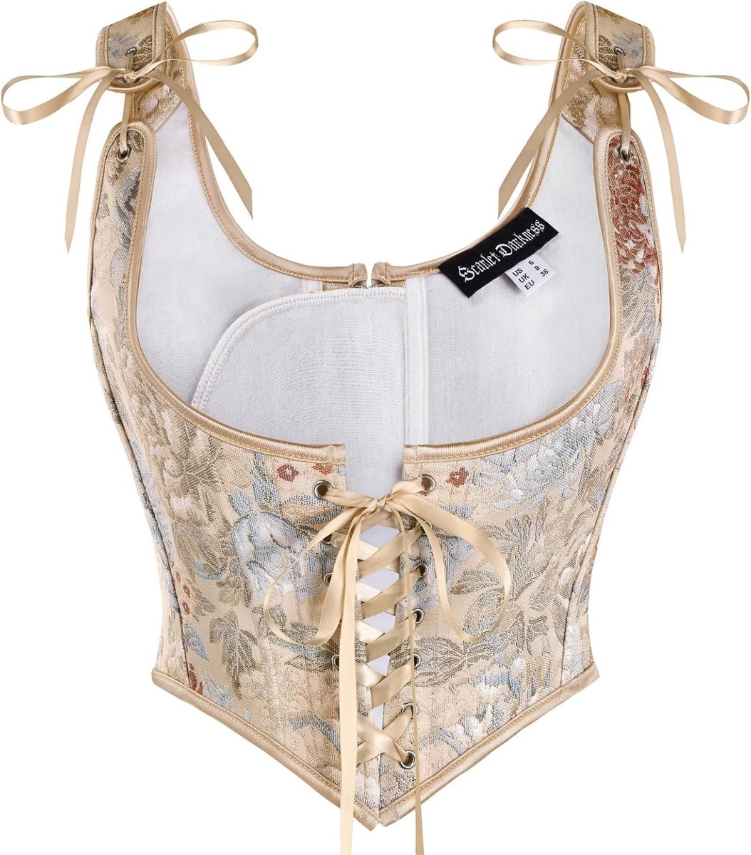 Renaissance Corset Onderbust Bustier met Kant en Vetersluiting voor Dames - Vintage Stijl, Middeleeuwse Mode, Feestoutfit