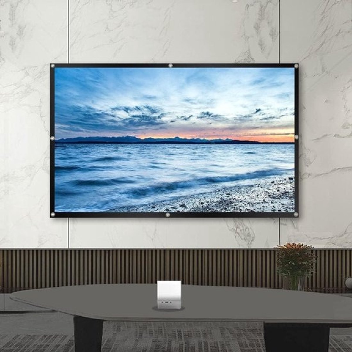 Projectiescherm - Filmscherm - Thuisentertainment - Kreukvrij polyester - 150 inch 16:9 - Wit