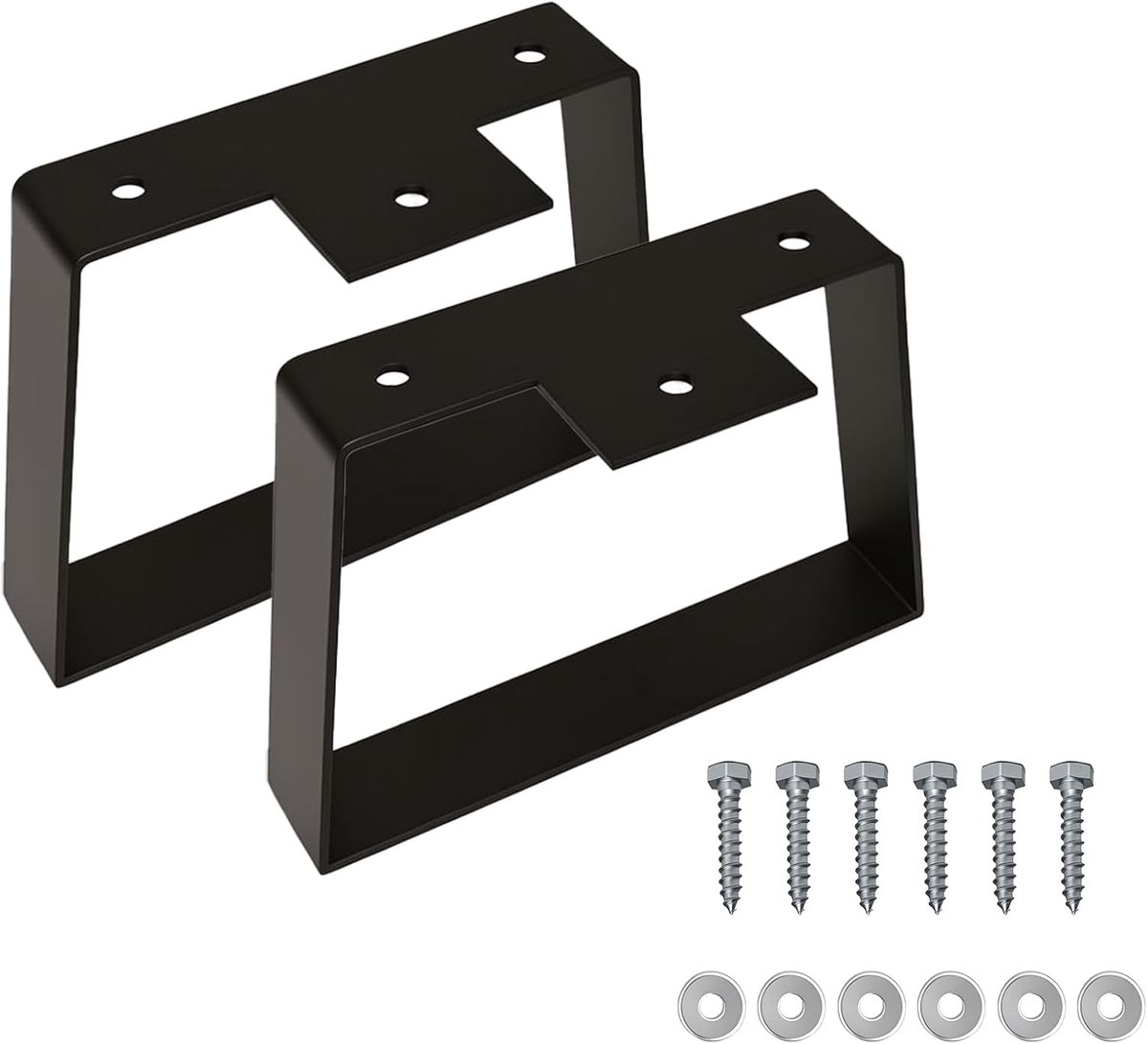 2 stuks zwarte trapeziumvormige metalen meubelpoten 15.2cm