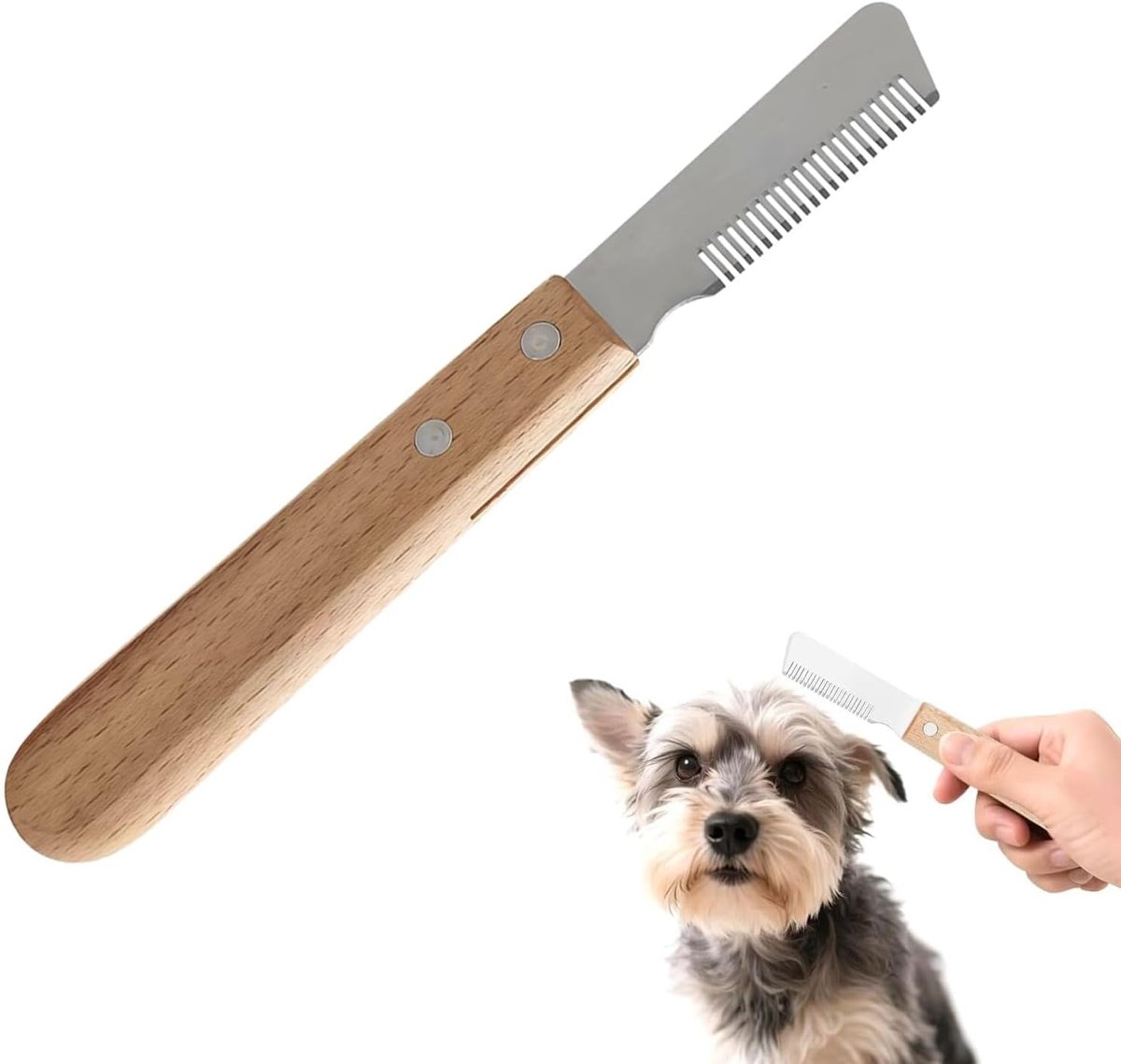 Kammen met Ergonomisch Houten Handvat en RVS Bladen – Ideaal voor Dikke Vachten van Honden, Geschikt voor Jachthonden, Grote Honden en Grof Haar – Voor Paas- en Carnavalvieringen
