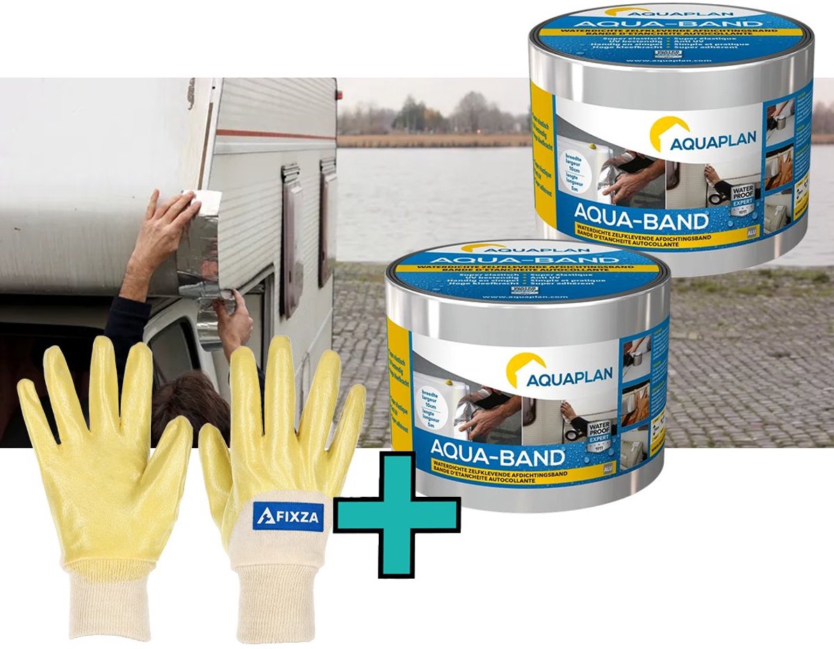 Aquaplan Aqua-Band Alu – set – Waterdichte Zelfklevende Afdichtingsband – Bitumen Tape voor Dakreparatie & Lekkages – UV-bestendige Aluminium Dakband – 20 m x 15 cm