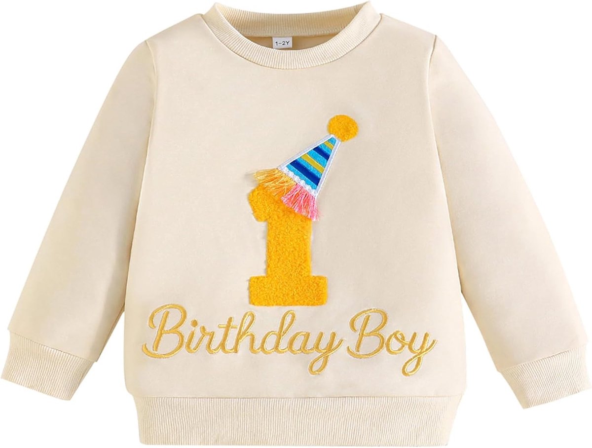 Verjaardagssweater voor jongens Kinder-T-shirt met lange mouwen en geborduurde letter Pullover Kleding voor peuters