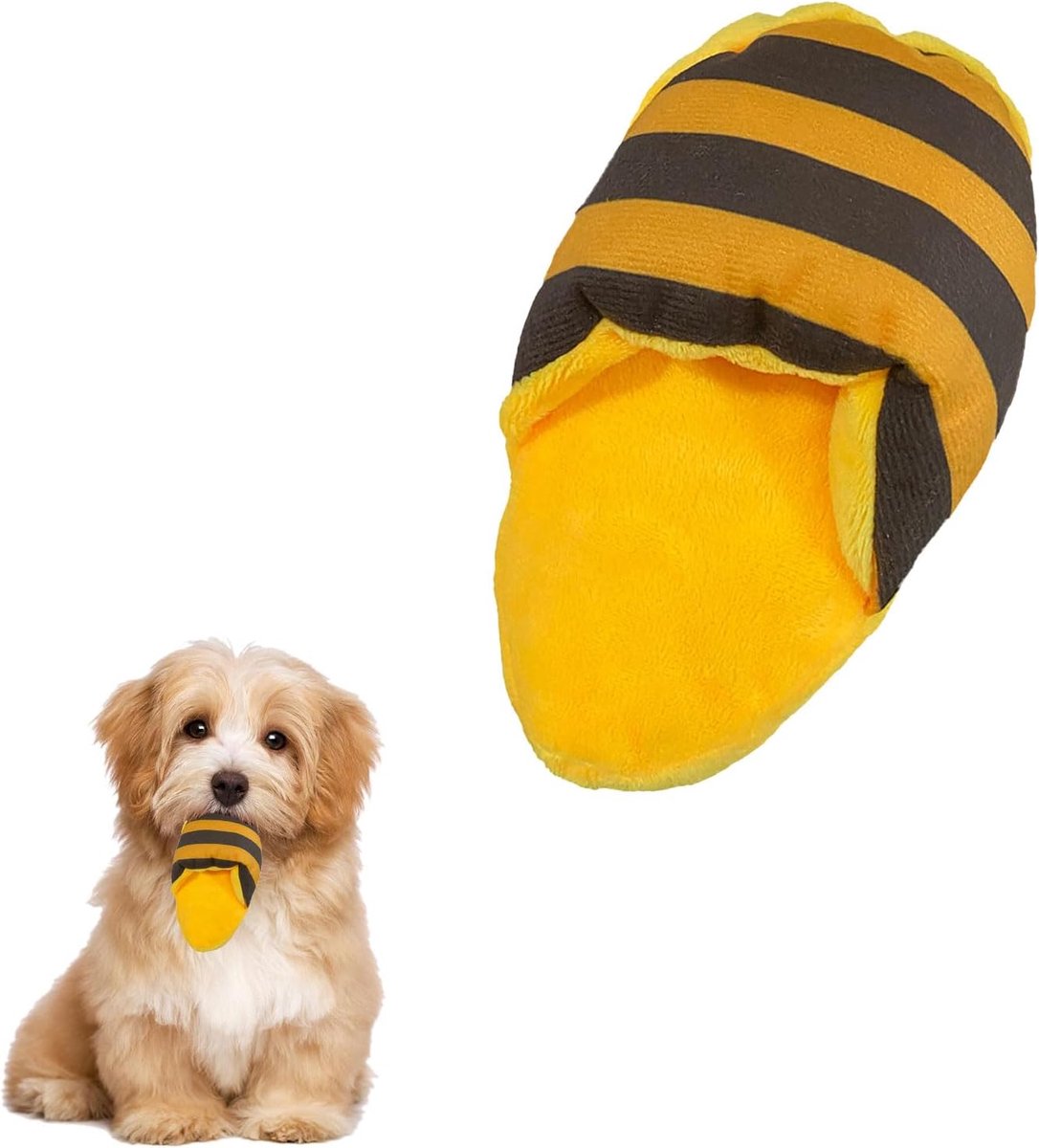 dier voor honden, schattige pantoffels, speelgoed voor kleine honden, gevulde honden, piepspeelgoed voor tandreiniging, tegen verveling (geel)
