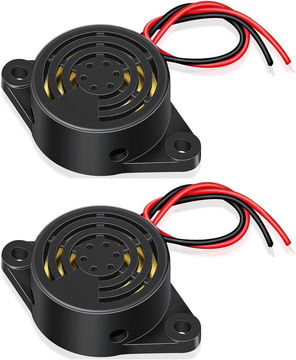2 stuks elektronische zoemer, DC 3-24 V, piëzo-zoemer, krachtig, waterdicht, 100 dB, auto, motorfiets, industrieel alarm, continu geluidssignaal, hoge intensiteit, veiligheid buiten, alarmen