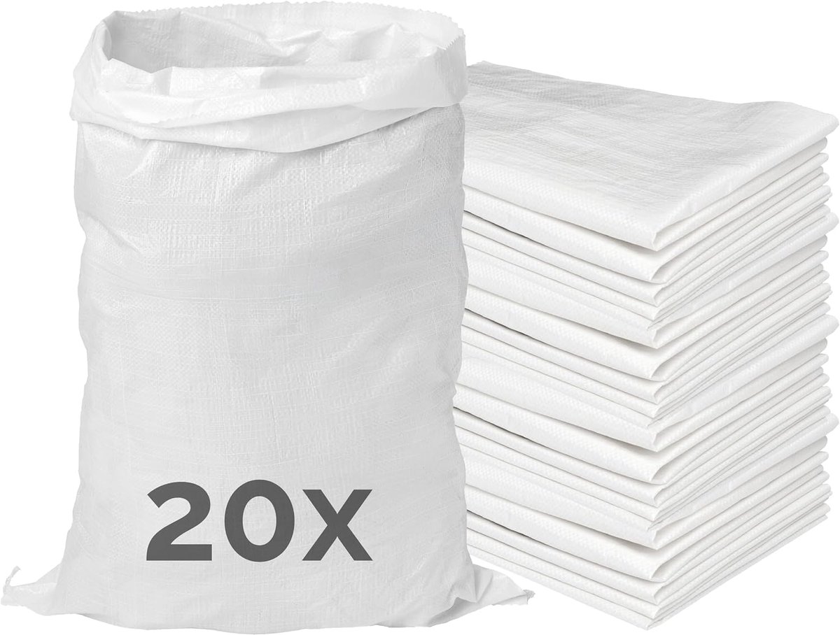 Polypropyleen Transportzak 85 × 50 cm Set van 20 GD-0161 Wit