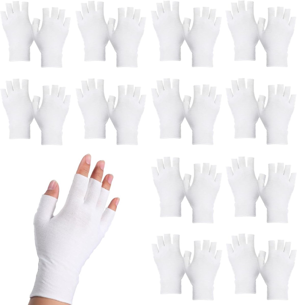 Vochtinbrengende handschoenen, witte katoenen handschoenen, puur katoenen handschoenen voor vochtverzorging voor droge handen, slaaphandschoenen voor dames, vingerloos