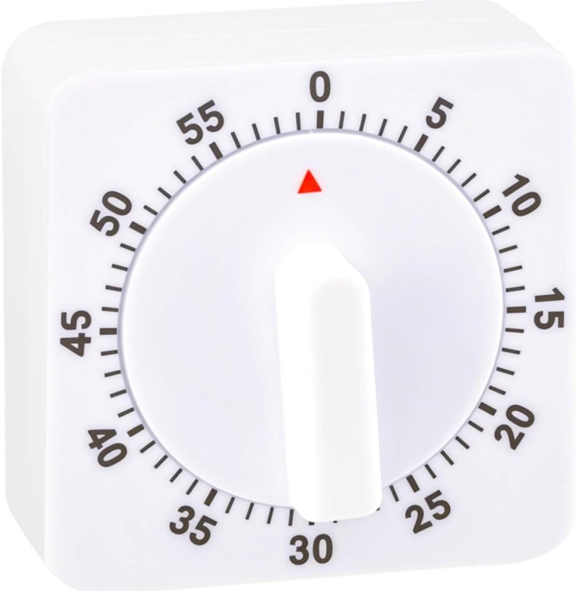 keukentimer, 60 minuten, alarm voor bakken en koken, draagbare timer op batterijen met eenvoudige instelling, lichte voedseltimer voor de keuken, wit